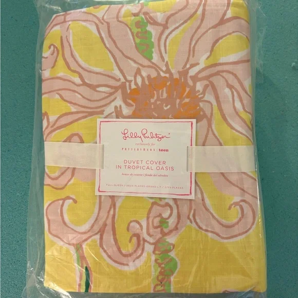 Lilly Pulitzer Vibrant Yellow and Pink Duvet Cover - Picture 1 of 1